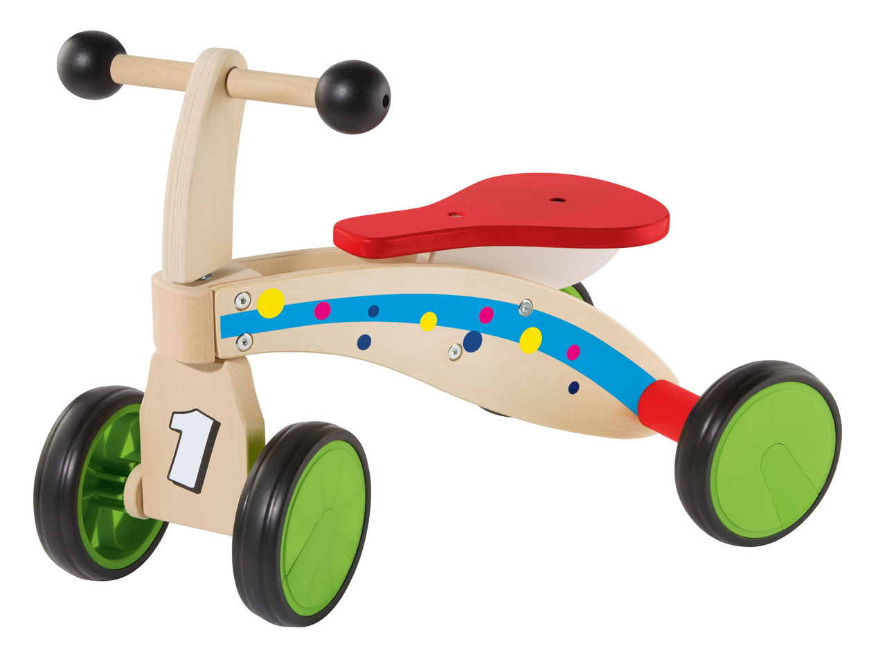 Quadriciclo senza pedali o cavallo a dondolo in legno