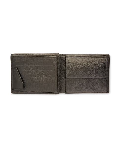 Black Leather Wallet with Pocket