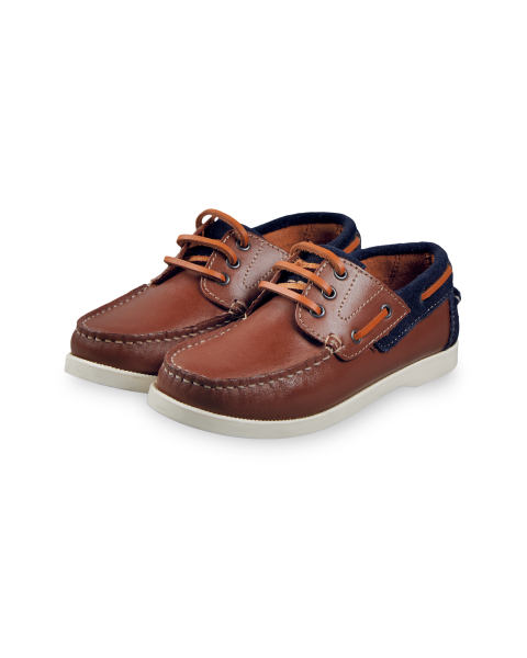 Boys' Brown Leather Boat Shoes