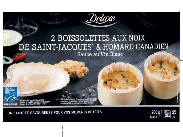 2 boissolettes aux noix de Saint-Jacques et homard