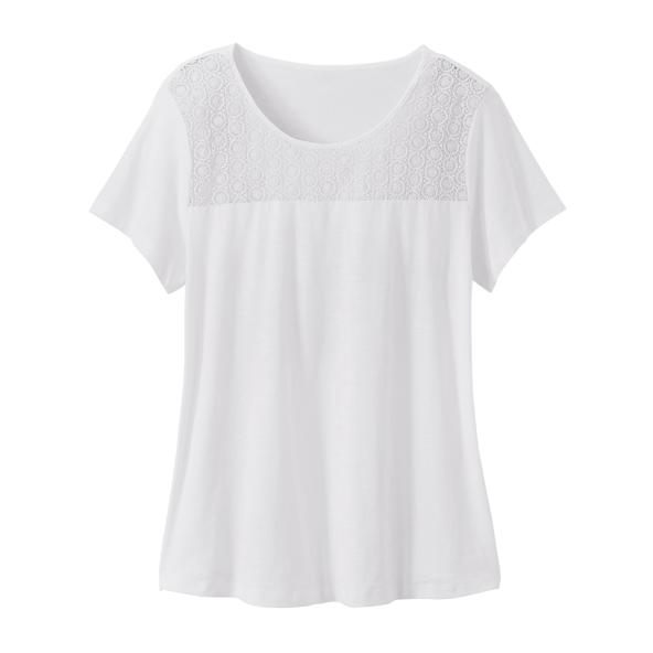 Moda XXL T-shirt damski z koronką z bawełny BIO