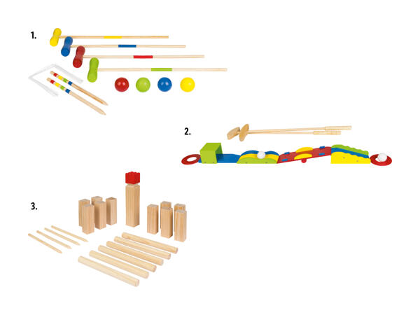 Croquet, 20 pezzi/minigolf, 11 pezzi/gioco del kubb, 21 pezzi