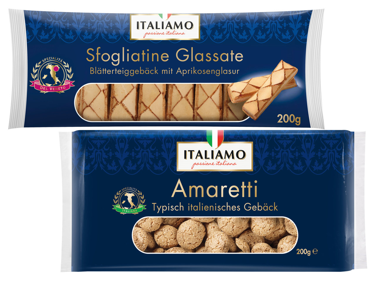 ITALIAMO Amaretti oder Blätterteiggebäck mit Marillenglasur