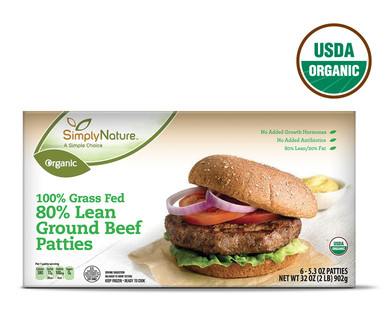 SimplyNatureOrganic Grass-Fed 80% Lean Ground Beef Patties