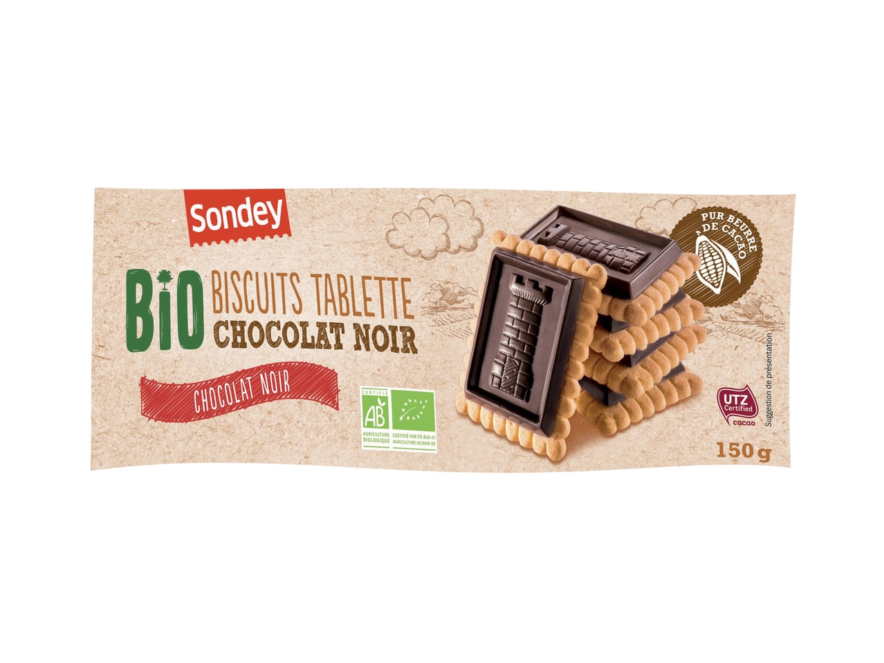Biscuits tablette chocolat noir Bio1