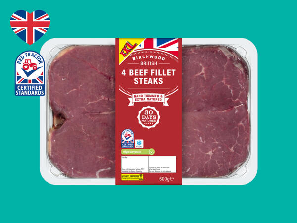 Birchwood 4 British Beef 30-Day Matured Fillet Steaks