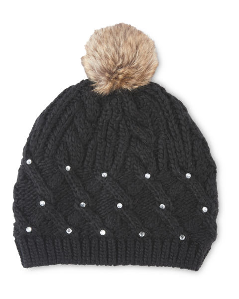 Inoc Faux Fur Knitted Bobble Hat
