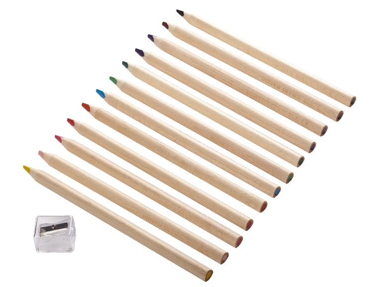 Set creioane colorate cu ascuţitoare, 12 bucăţi