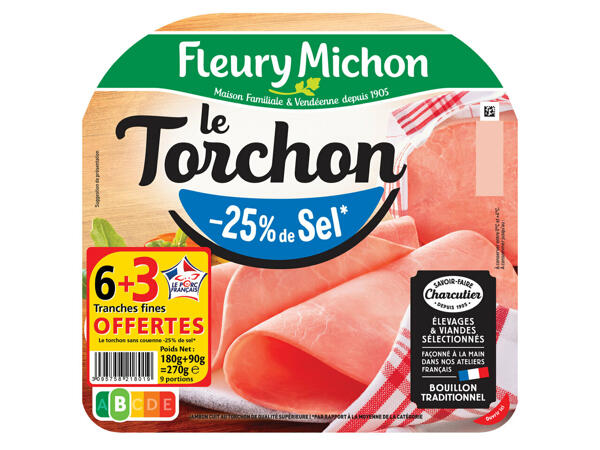 Fleury Michon jambon cuit supérieur Le Torchon