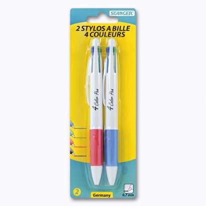 Lot de 2 stylos à bille 4 couleurs