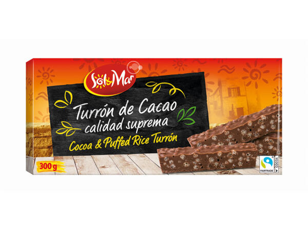 Turrón cu cacao și orez expandat