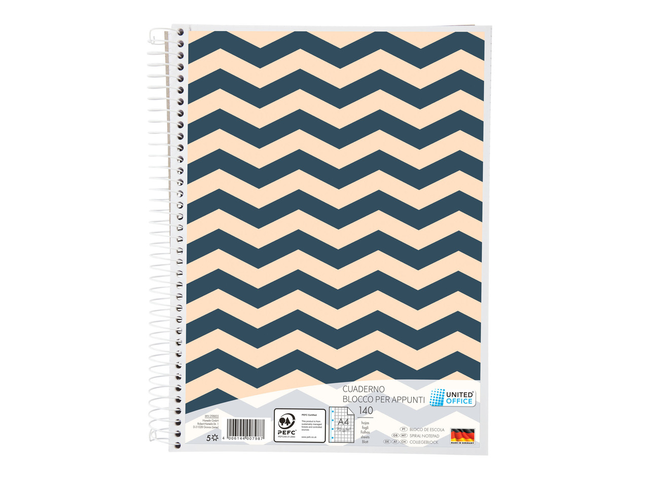 A4 Spiral Notebook, 140 sheets