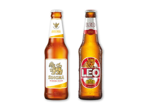 Singha eller Leo asiatisk øl