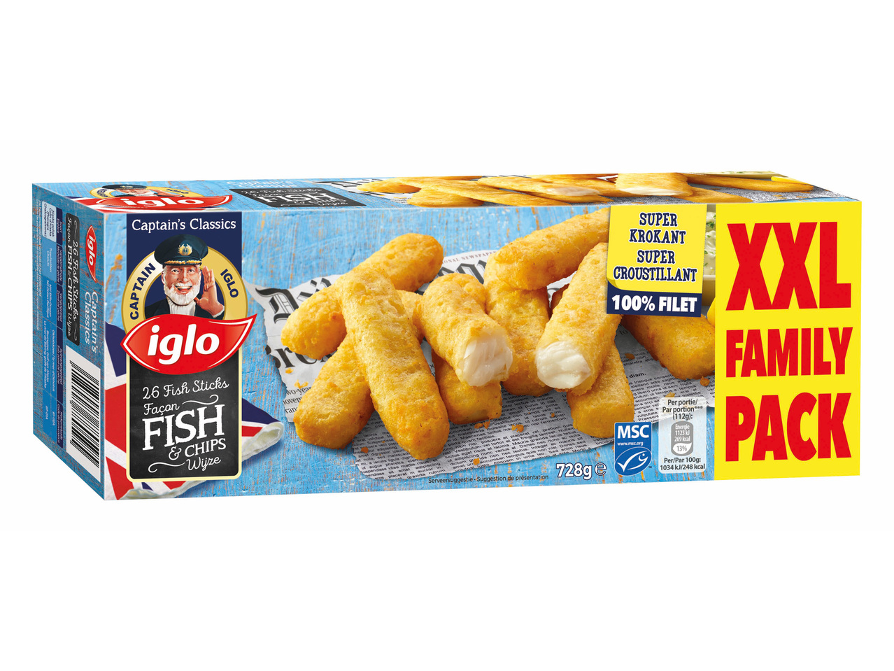 Bâtonnets de poisson 'fish & chips' XXL