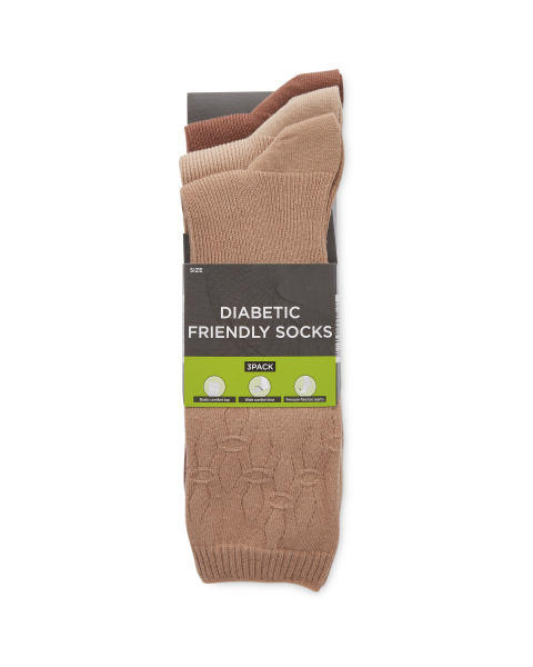 Beige Diabetic Friendly Socks 3 Pack