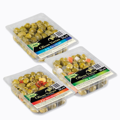 Olives dénoyautées aromatisées