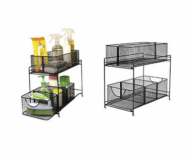 Easy Home Two-Tier Mesh Organizer with Dividers