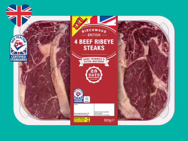 Birchwood 4 British Beef 28-Day Matured Ribeye Steaks