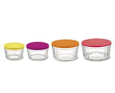 Crofton 8-Piece Glass Storage Bowls with Multicolored Lids